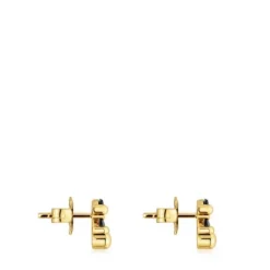 Pendientes motivo oso con baño de oro 18 kt sobre plata y ónix 8 mm Color Bear^TOUS Outlet