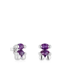 Pendientes motivo oso de y zafiro lila creado en laboratorio 13 mm Color Bear LGG^TOUS Discount