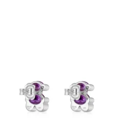 Pendientes motivo oso de y zafiro lila creado en laboratorio 13 mm Color Bear LGG^TOUS Discount