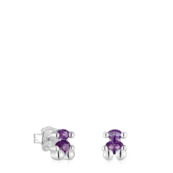 Pendientes motivo oso de y zafiro lila creado en laboratorio 8 mm Color Bear LGG^TOUS