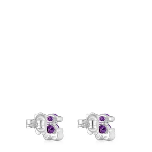 Pendientes motivo oso de y zafiro lila creado en laboratorio 8 mm Color Bear LGG^TOUS