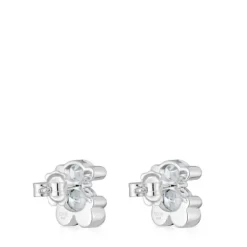 Pendientes motivo oso de y cuarzo cristal de roca 14 mm Color Bear^TOUS