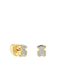 Pendientes oso con baño de oro 18 kt sobre plata y diamantes 1950^TOUS Hot