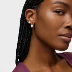 Pendientes oso con baño de oro 18 kt sobre plata y perla cultivada de agua dulce Sweet Dolls^TOUS