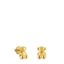 Pendientes oso con baño de oro 18 kt sobre plata 10 mm Bold Bear^TOUS Best