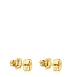 Pendientes oso con baño de oro 18 kt sobre plata y ónix 6 mm Icon Color^TOUS Sale