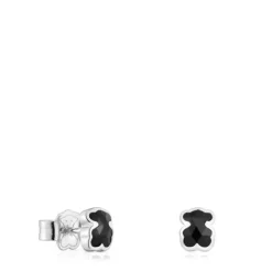 Pendientes oso de plata y ónix 6 mm Icon Color^TOUS Hot