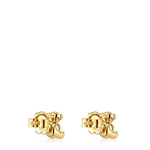 Pendientes oso pequeños con baño de oro 18 kt sobre plata y amatista Bold Bear^TOUS Hot