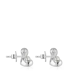 Pendientes oso pequeños de plata y nácar Bold Bear^TOUS Discount