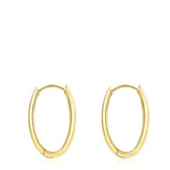 Pendientes oval con baño de oro 18 kt sobre plata Basics^TOUS