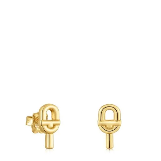 Pendientes pequeños con baño de oro 18 kt sobre plata 14 mm MANIFESTO^TOUS Clearance
