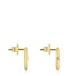 Pendientes pequeños con baño de oro 18 kt sobre plata Hold Oval^TOUS