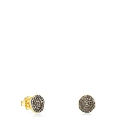 Pendientes pequeños con baño de oro 18 kt sobre plata y diamantes Nenufar^TOUS Clearance