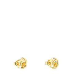 Pendientes pequeños con baño de oro 18 kt sobre plata y diamantes Nenufar^TOUS Clearance