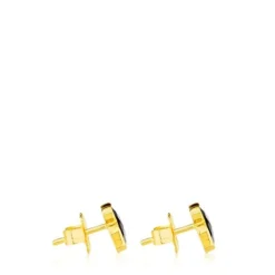 Pendientes pequeños con baño de oro 18 kt sobre plata y ónix facetado Color^TOUS New
