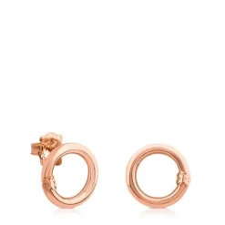 Pendientes pequeños con baño de oro rosa 18 kt sobre plata Hold^TOUS Outlet