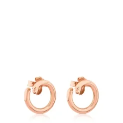 Pendientes pequeños con baño de oro rosa 18 kt sobre plata Hold^TOUS Outlet