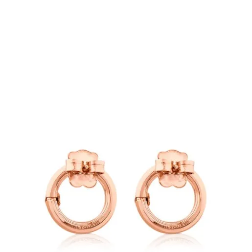 Pendientes pequeños con baño de oro rosa 18 kt sobre plata Hold^TOUS Outlet