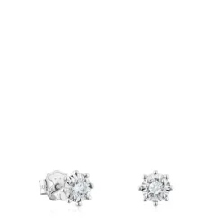 Pendientes pequeños de oro blanco y diamantes 0,20 ct Les Classiques^TOUS
