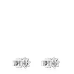 Pendientes pequeños de oro blanco y diamantes 0,20 ct Les Classiques^TOUS