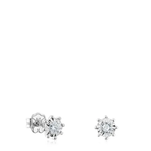 Pendientes pequeños de oro blanco y diamantes 0,30 ct Les Classiques^TOUS Outlet