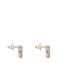 Pendientes pequeños disco con baño de oro rosa 18 kt sobre plata y gemas Straight^TOUS New