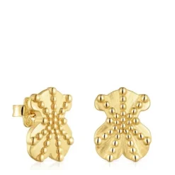 Pendientes pequeños oso con baño de oro de 18 kt sobre plata Grain^TOUS Clearance