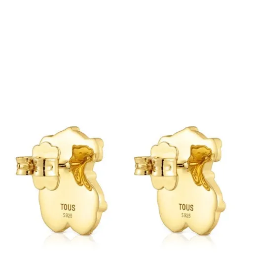 Pendientes pequeños oso con baño de oro de 18 kt sobre plata Grain^TOUS Clearance