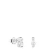 Pendientes pequeños oso de plata con perlas cultivadas 8 mm I-Bear^TOUS Best