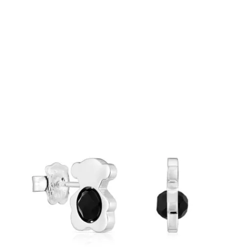 Pendientes pequeños oso de con ónix 12 mm I-Bear^TOUS New