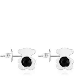 Pendientes pequeños oso de con ónix 12 mm I-Bear^TOUS New
