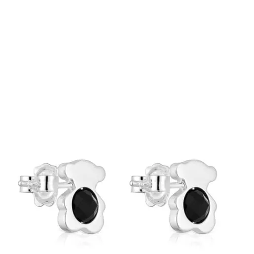 Pendientes pequeños oso de con ónix 12 mm I-Bear^TOUS New