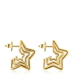 Pendientes pequeños triple estrella con baño de oro 18 kt sobre plata Bickie^TOUS Hot