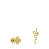 Pendientes trébol y serpiente de oro y diamantes Good Vibes^TOUS Online