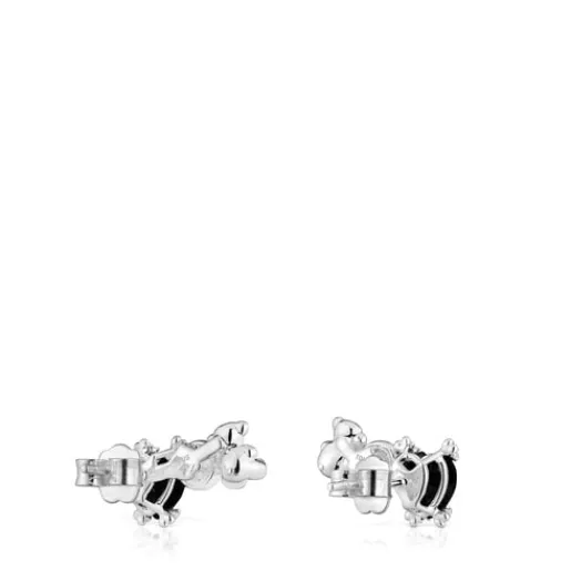 Pendientes trepadores con oso de , ónix y nácar Color Pills^TOUS Online