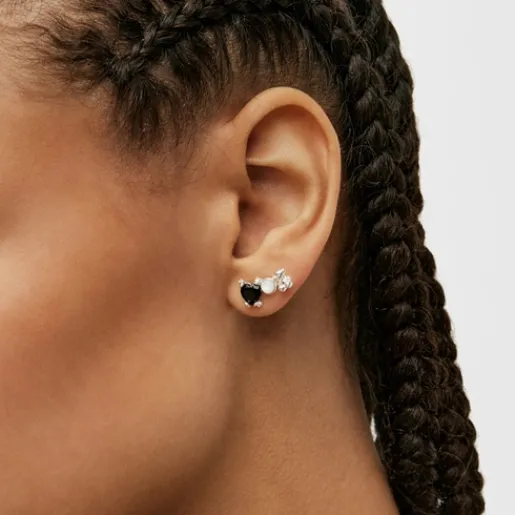 Pendientes trepadores con oso de , ónix y nácar Color Pills^TOUS Online