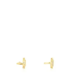 Pendientes trepadores con baño de oro 18 kt sobre plata y diamantes Logo^TOUS New