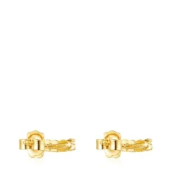 Pendientes trepadores osos con baño de oro 18 kt sobre plata Straight^TOUS Clearance