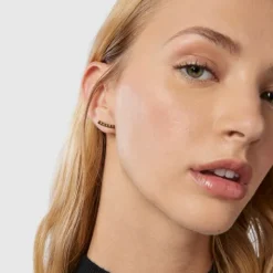 Pendientes trepadores osos con baño de oro 18 kt sobre plata Straight^TOUS Clearance