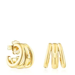 Pendientes triple aro con baño de oro 18 kt sobre plata fellow^TOUS