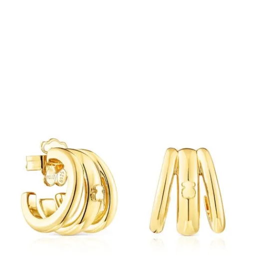 Pendientes triple aro con baño de oro 18 kt sobre plata fellow^TOUS