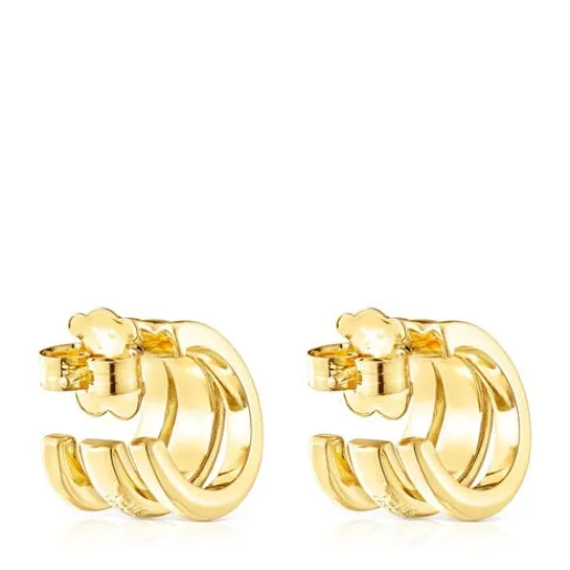 Pendientes triple aro con baño de oro 18 kt sobre plata fellow^TOUS