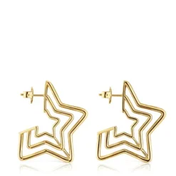 Pendientes triple estrella con baño de oro 18 kt sobre plata Bickie^TOUS Online