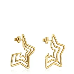 Pendientes triple estrella con baño de oro 18 kt sobre plata Bickie^TOUS Online