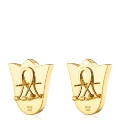 Pendientes tulipa con baño de oro 18 kt sobre plata 29 mm Sweet Dolls^TOUS Outlet