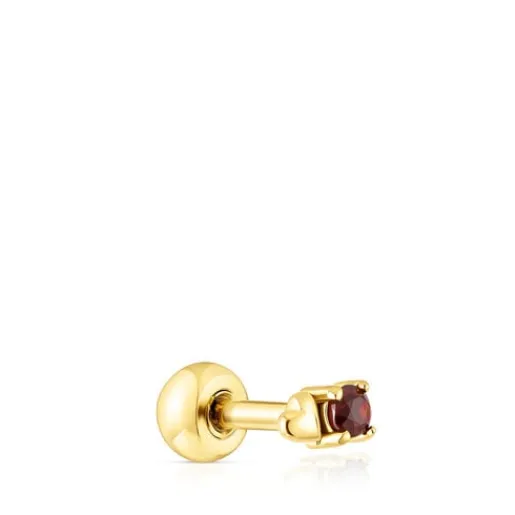 Piercing de acero IP dorado corazón y granate New Motif^TOUS Online