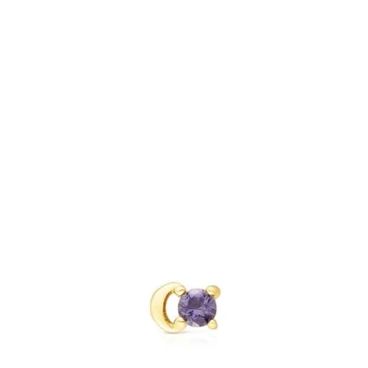 Piercing de acero IP dorado luna y iolita New Motif^TOUS