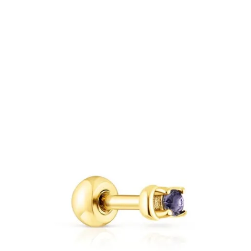Piercing de acero IP dorado luna y iolita New Motif^TOUS