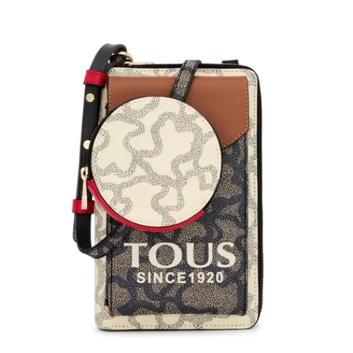 Portamóvil colgante con billetera negro y beige Kaos Icon^TOUS Clearance