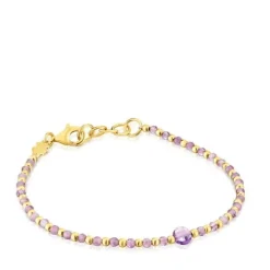 Pulsera bolas con baño de oro 18 kt sobre plata y amatista Basic Colors^TOUS Clearance